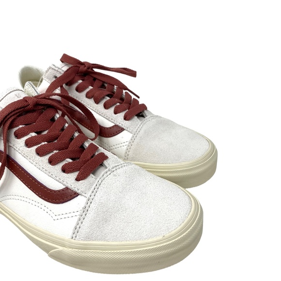 VANS Old Skool Shoes Low Suede Leather Red White Women's Size Skate VN0A4BW2R2S - Picture 4 of 9